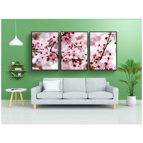 фото Набор модулных постеров для интерьера "миндальное дерево, цветы, весна" 60x90 см. в тубусе, без рамки lotsprints