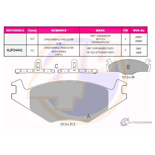 Колодки тормозные дисковые перед 4U 4UP34441