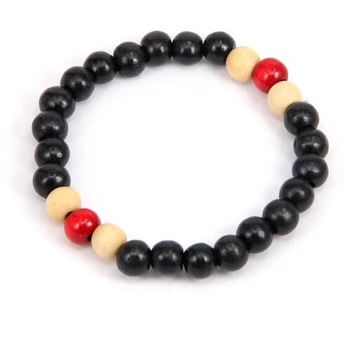 фото Деревянный стрейч - браслет на руку чёрный 8 мм женский и мужской браслет из деревянных бусин четки деревянные славянский браслет 2022 good shop