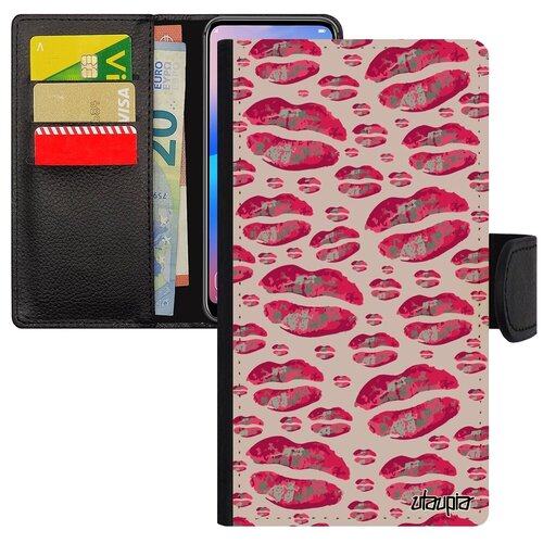 фото Защитный чехол книжка на смартфон // apple iphone se 2020 // "губы" незнакомка впечатление, utaupia, розовый
