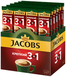 Растворимый кофе Jacobs 3 в 1 Крепкий, в стиках, 24 уп., 288 г