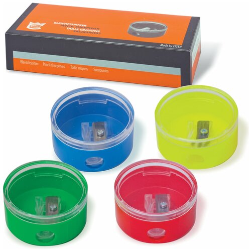 Точилка EISEN (айзен, Германия), с контейнером, круглая, 4 цвета, 420, 419, 1 шт. в заказе