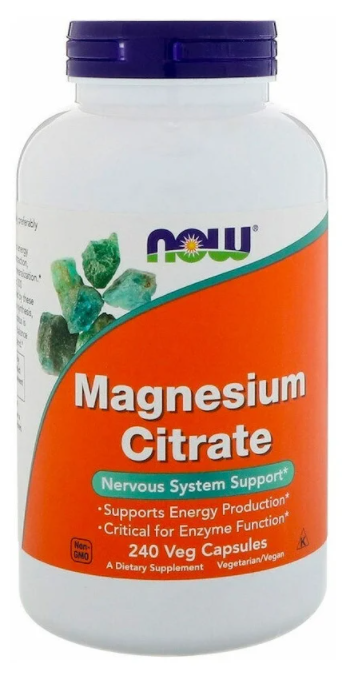 Капсулы NOW Magnesium Citrate, 370 г, 370 мл, 240 шт.