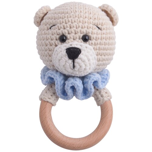 Прорезыватель погремушка вязанная игрушка мишка, на выписку сувенир