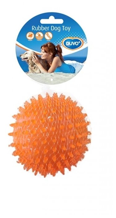 Игрушка для собак резиновая DUVO+ "Мяч игольчатый", оранжевая, 8см (Бельгия)