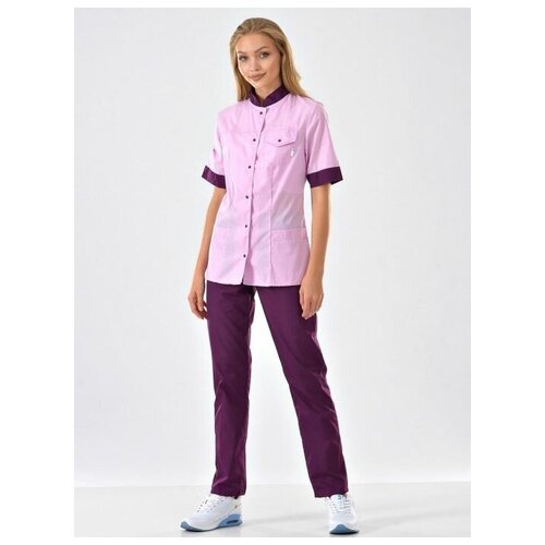 фото Костюм медицинский женский "марго" 107.1.3/3 (42/розовый/слива/тиси люкс) medicalwear