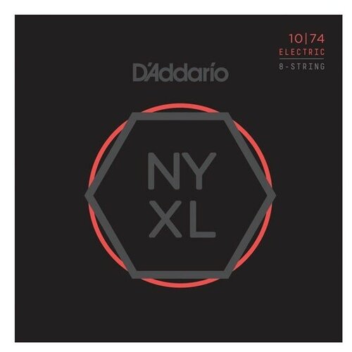 D'Addario NYXL1074 струны для 8-струнной электрогитары, 10-47 струны для 8 струнной электрогитары daddario nyxl0980