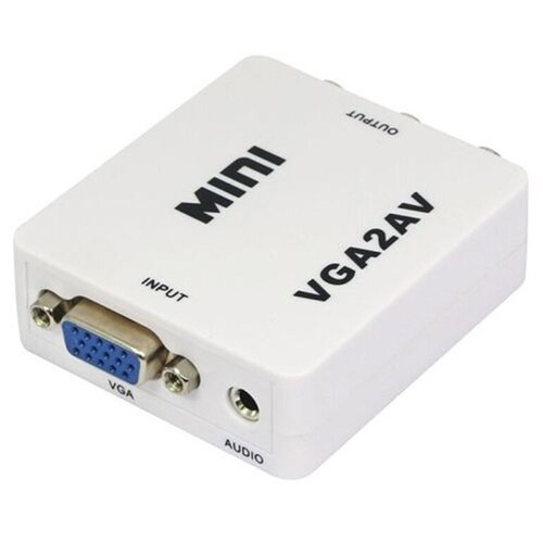 Переходник VGA на AV Mini 1080p VGA2AV (конвертер) белый для монитора PC ТВ