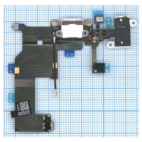 Шлейф с разъемом зарядки и аудио-разъемом для Apple iPhone 5 белый шлейф с разъемом питания dock connector charger flex для apple iphone 4 белый