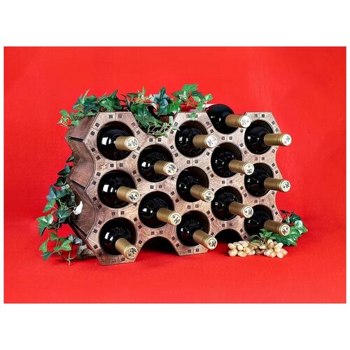 Стеллаж для вина “Винный улей” натуральный шпон из берёзы на 13 сот (3х5)