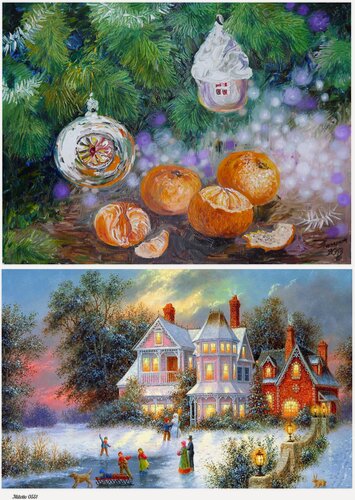 Изображение товара Декупажная карта А4 рисовая бумага тонкая новогодние картинки