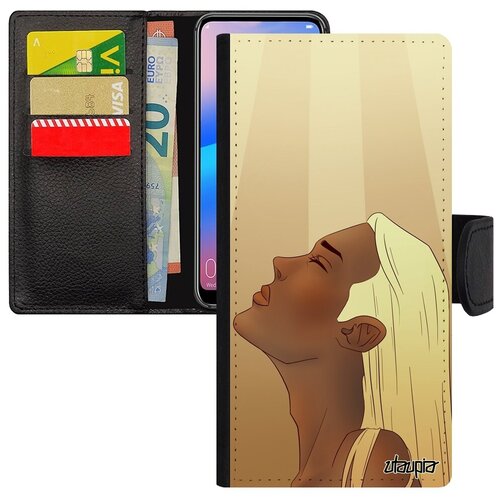 фото Противоударный чехол-книжка на смартфон // xiaomi redmi 6a // "надежда" портрет девушка, utaupia, бежевый