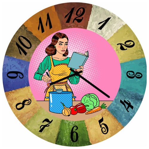 фото Svs настенные часы svs 3002723 девушка готовит с рецептом
