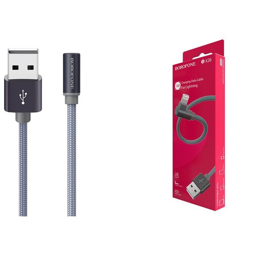 Кабель угловой для зарядного устройства, Lighting Borofone BX26 кабель USB 2,4A (iOS Lighting) 1м кабель угловой для зарядного устройства lighting borofone bx26 кабель usb 2 4a ios lighting 1м