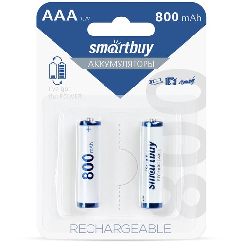 Аккумулятор Ni-Mh 800 мА·ч 1.2 В SmartBuy AAA Rechargeable 800, в упаковке: 2 шт. аккумулятор panasonic ni mh aaa hr03 4bl 800 мач блистер 4 шт panasonic 9569674