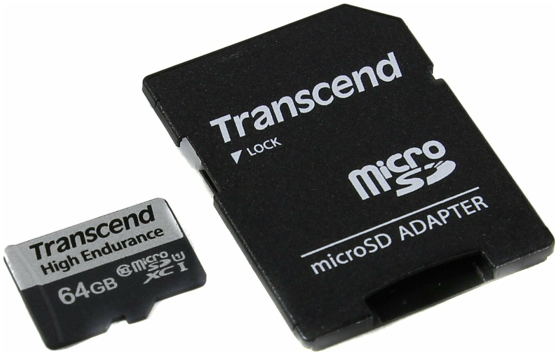 Карта памяти 64Gb MicroSD Transcend + SD адаптер (TS64GUSD350V)