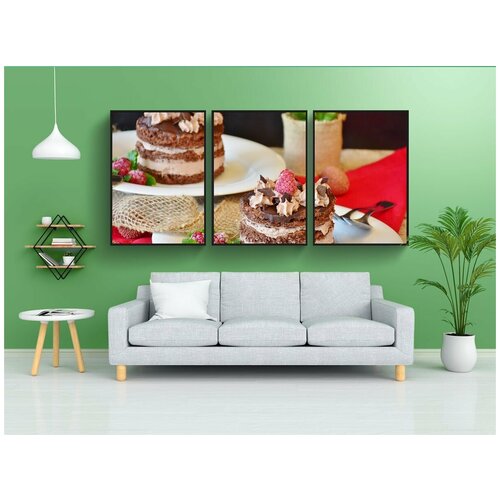 фото Набор модулных постеров для интерьера "пирог, шоколадные пироги, крем для торта" 60x90 см. в тубусе, без рамки lotsprints