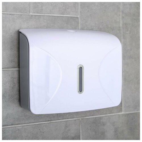 фото Диспенсер бумажных полотенец в листах 22,5х9,5х27 см, пластик белый 3572018 сима-ленд