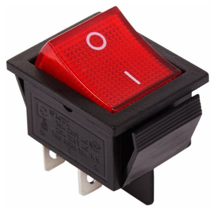 Выключатель клавишный 250V 20А (4с) ON-OFF красный с подсветкой (RWB-502, SC-767, IRS-201-1) REXAN - фотография № 1