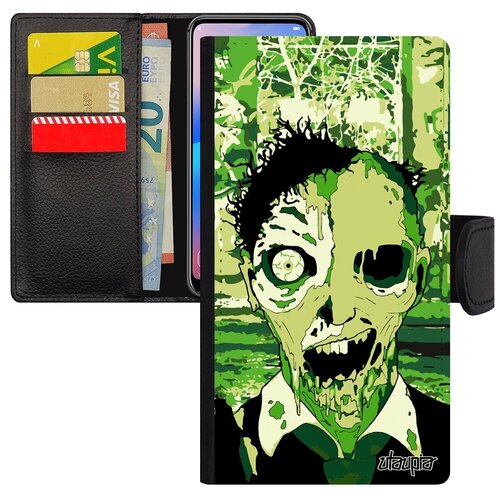 фото Противоударный чехол книжка на смартфон // xiaomi redmi note 6 pro // "зомби" фантазия фантом, utaupia, зеленый