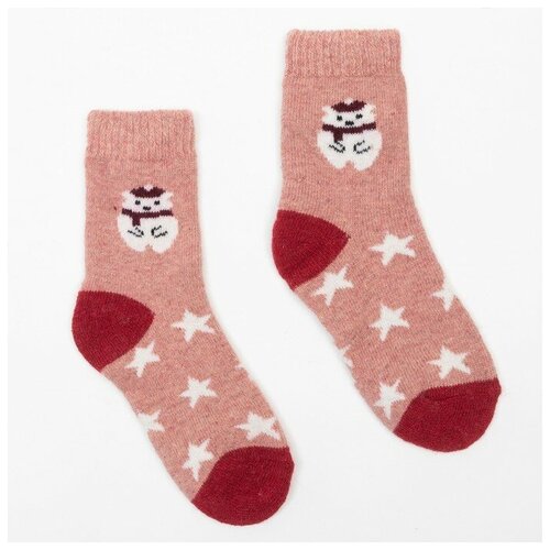 Носки детские шерстяные махровые «Мишка и звёзды», цвет микс, размер 20