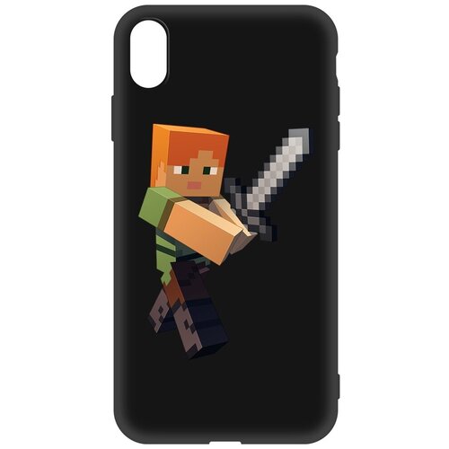 Чехол-накладка Krutoff Soft Case Minecraft-Алекс для Apple iPhone Xs Max черный чехол накладка krutoff soft case мир во всем мире для apple iphone xs max черный