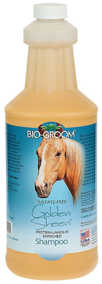 Bio-Groom Шампунь для лошадей, с ланолином (концентрат 1:4), Bio-Groom Golden Sheen, 946мл