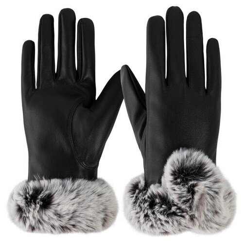 фото Кожаные женские перчатки с мехом gsmin leather gloves (черный)