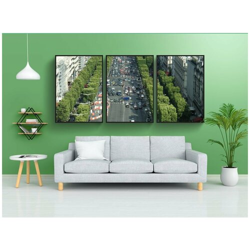 фото Набор модулных постеров для интерьера "елисейские поля, город, панорама" 60x90 см. в тубусе, без рамки lotsprints