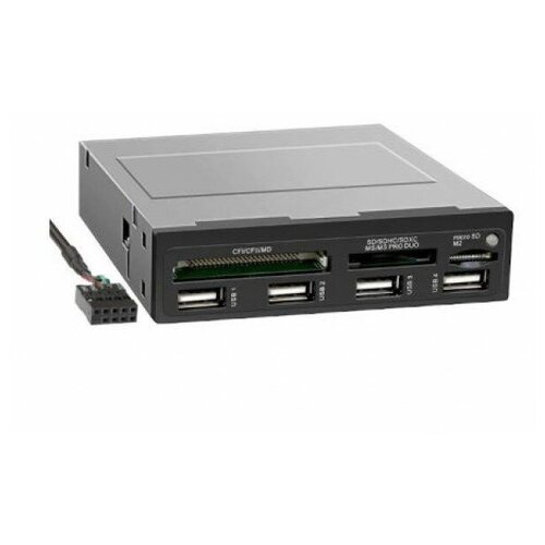 Кардридер USB 2.0 Card reader SDXC/SD/SDHC/MMC/MS/microSD/M2 + 4х USB 2.0 HUB, 3.5' (черный) GR-137U/B/LE