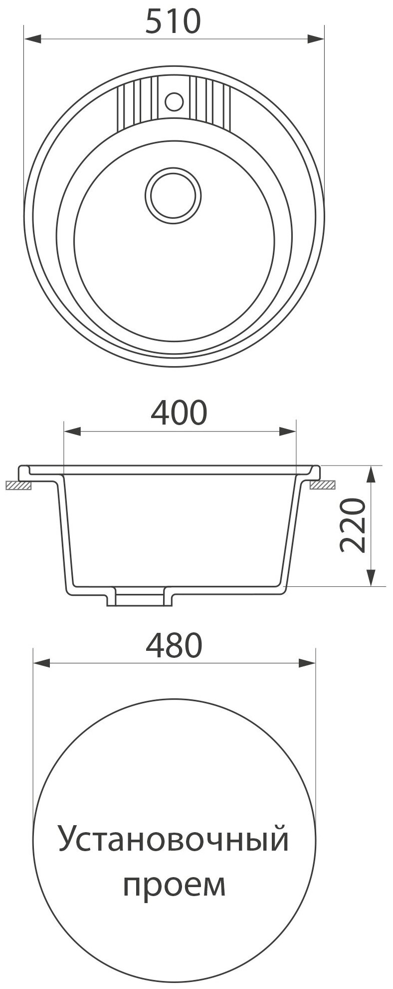 Кухонная мойка врезная GreenStone GRS-05s-310 серый - фотография № 3