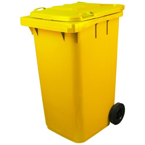 Пластиковый мусорный бак п/э (240 л) (Желтый)