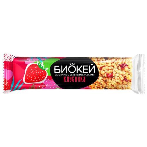 Батончик биокей с цельными злаками и клубникой 25г /18 шт.