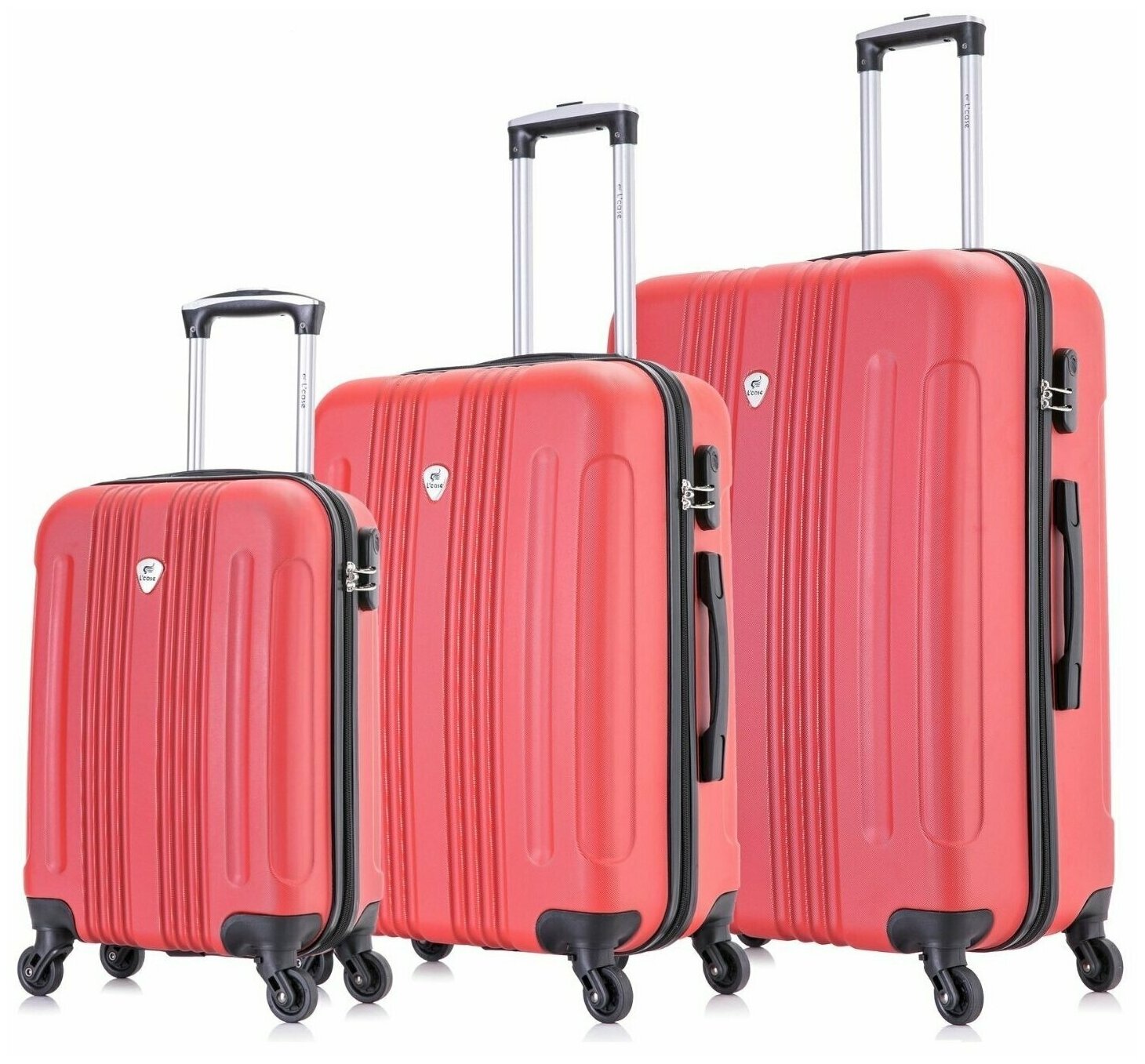 L'case комплект ударопрочных легких чемоданов Bangkok BCP-12B 2023 красный 3 шт.