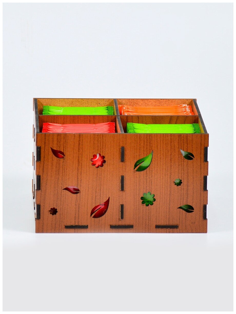 Подставка для чайных пакетиков / Деревянная коробка для чая / Кухонный органайзер для хранения / Чайный домик - фотография № 4