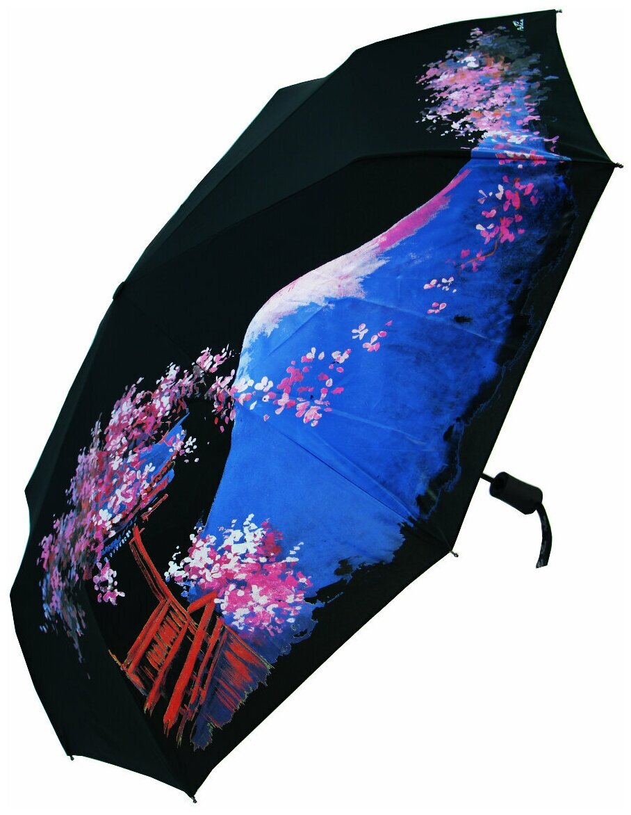 Женский складной зонт Popular umbrella 2103/черный,розовый