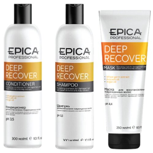 фото Набор для волос epica deep recover (шампунь 300мл, кондиционер 300мл, маска 250мл) epica professional