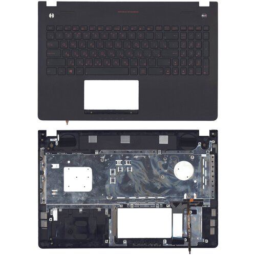 Клавиатура для ноутбука Asus N56 черная топ-панель с подсветкой 3730₽