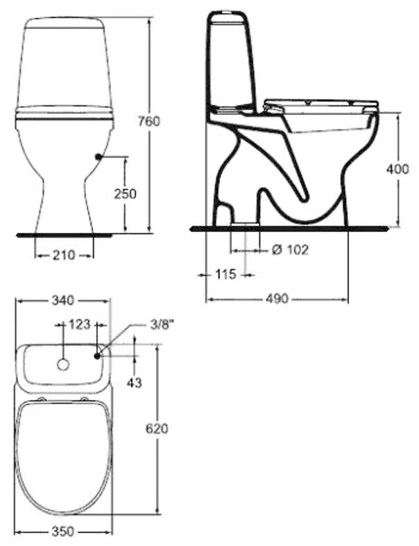 Унитаз с бачком напольный VIDIMA Сириус W900361 с горизонтальным ...