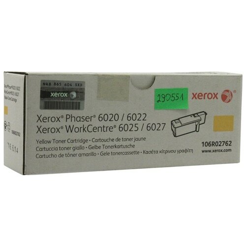 Картридж лазерный Xerox 106R02762, оригинальный, 1000 страниц для Xerox Phaser 6020/6022, WC 6025/6027