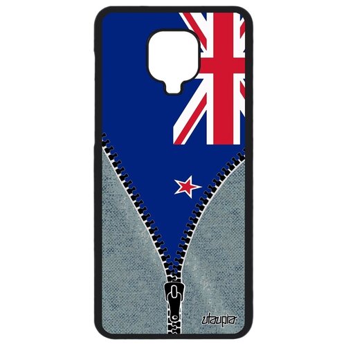 фото Защитный чехол на мобильный // xiaomi redmi note 9 pro // "флаг новой зеландии на молнии" дизайн государственный, utaupia, серый