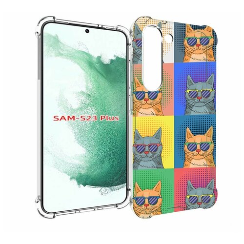 чехол mypads разноцветные коты для samsung galaxy s23 plus задняя панель накладка бампер Чехол MyPads разноцветные-коты для Samsung Galaxy S23 Plus + задняя-панель-накладка-бампер