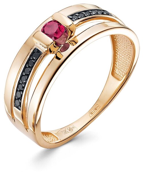 Кольцо Vesna jewelry, красное золото, 585 проба, родирование, рубин, размер 17.5, красный