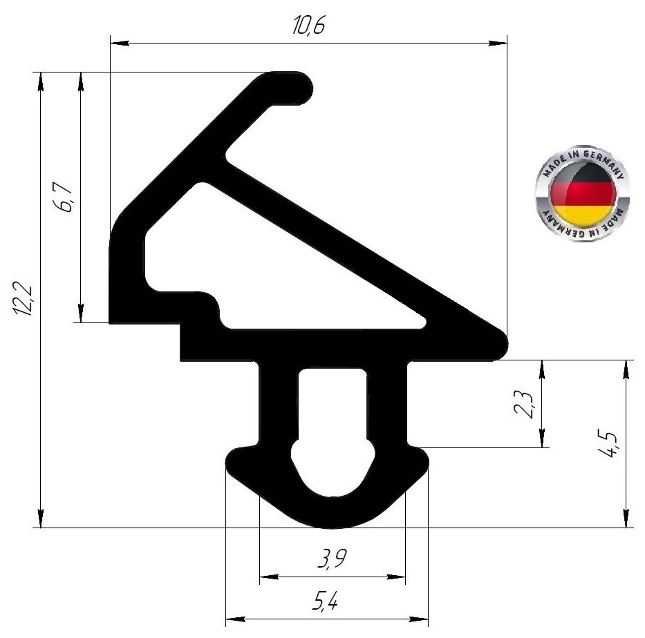 Уплотнитель для ремонта окон ПВХ 228 "Semperit" (Германия) усиленный(12,2 mm*10,6 mm) 10 метров, черный / Уплотнитель для пластиковых окон