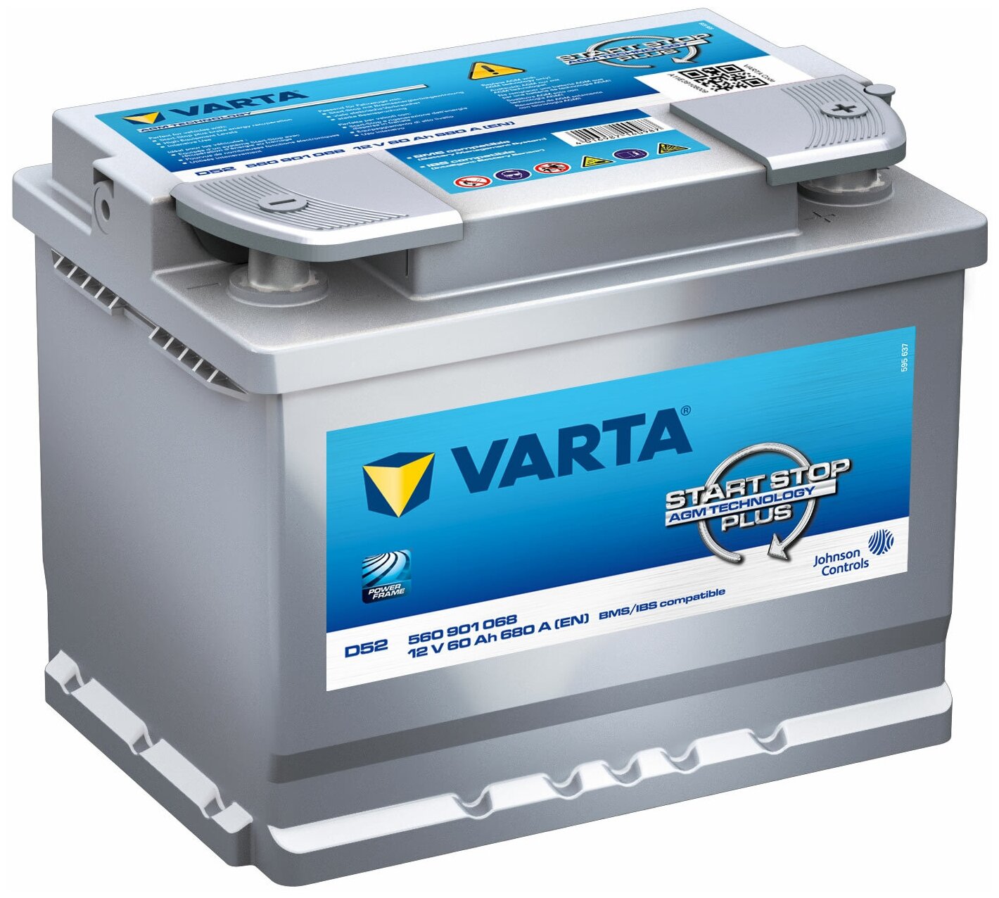 Аккумулятор Start-Stop AGM 60 А/ч о. п. Varta Plus ток 680 242 х 175 х 190 560901076