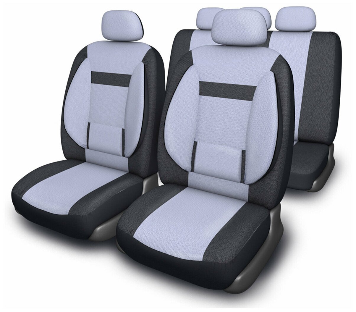 Чехлы сиденья SKYWAY Protect Plus- 1 велюр/сетка 11 предм. черно/серый