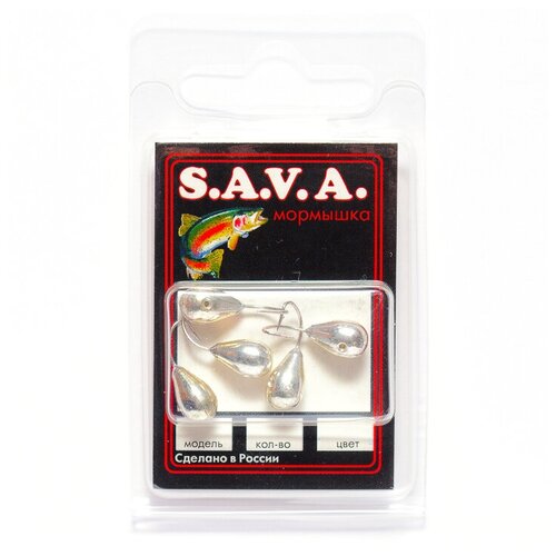 Мормышка S.A.V.A Капля с отверстием, серебро, 6 мм