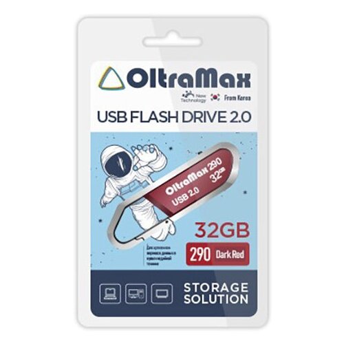 USB Flash Drive 32GB - OltraMax 290 2.0 OM-32GB-290-Dark Red