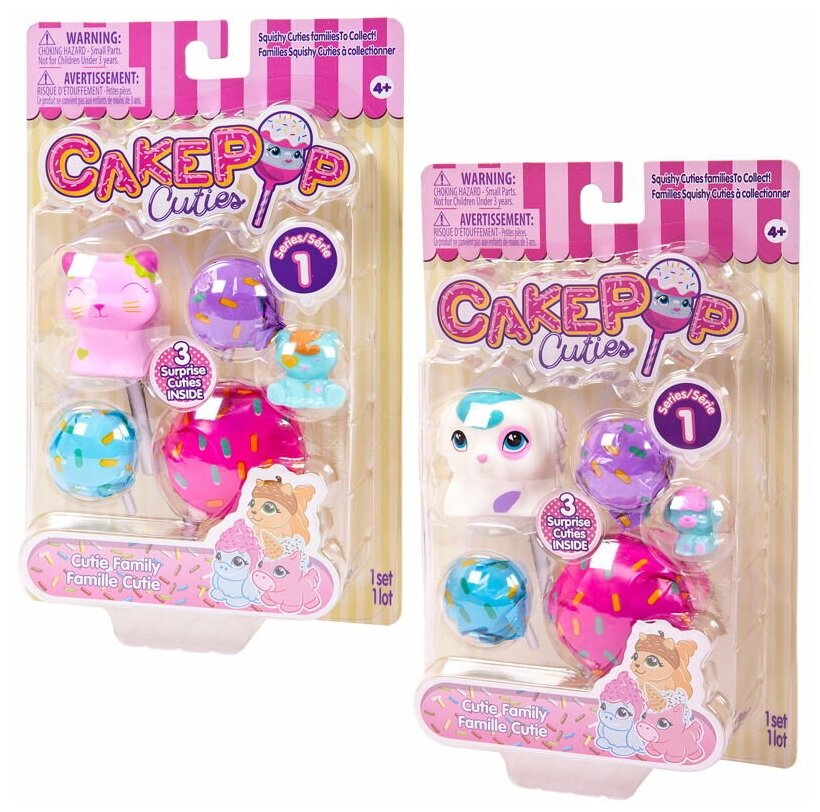 Набор игрушек Cake Pop Cuties Families, 1 серия, Котята и Щенки в ассортименте, 3 штуки в наборе 27240