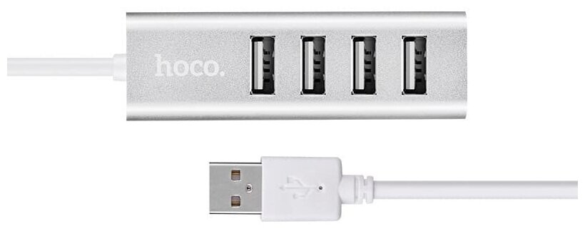 Хаб Hoco HB1 Line Machine USB to 4xUSB - Серебристый